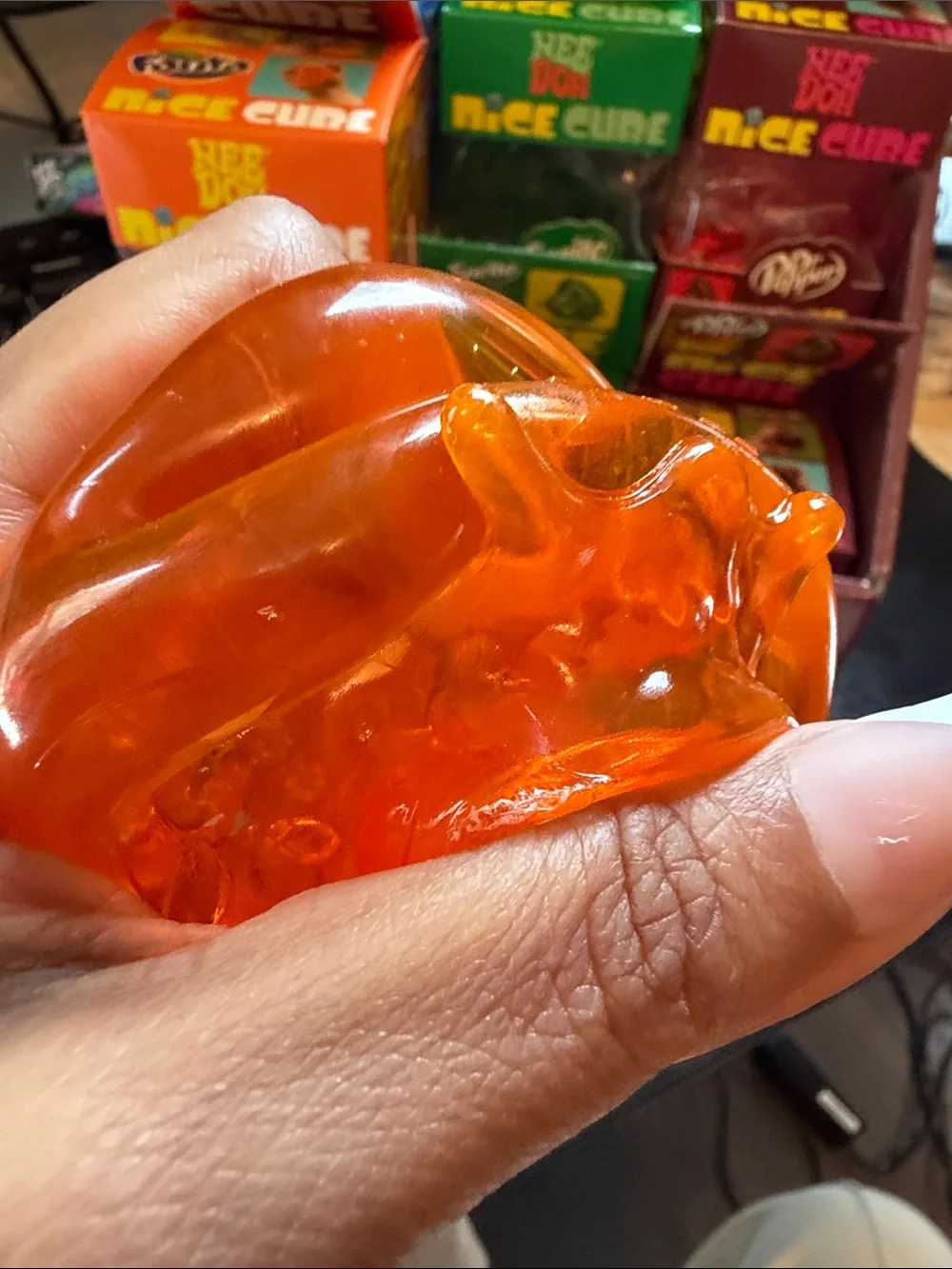 Orange Super Solid Squish! Ice Cube Toy